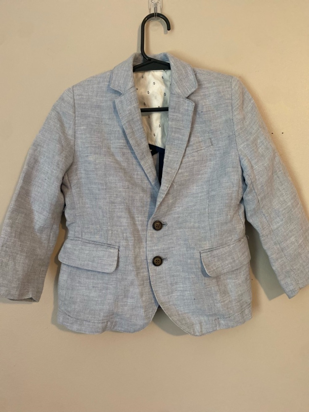 H&M Light Blue Boys Linen-Blend Blazer